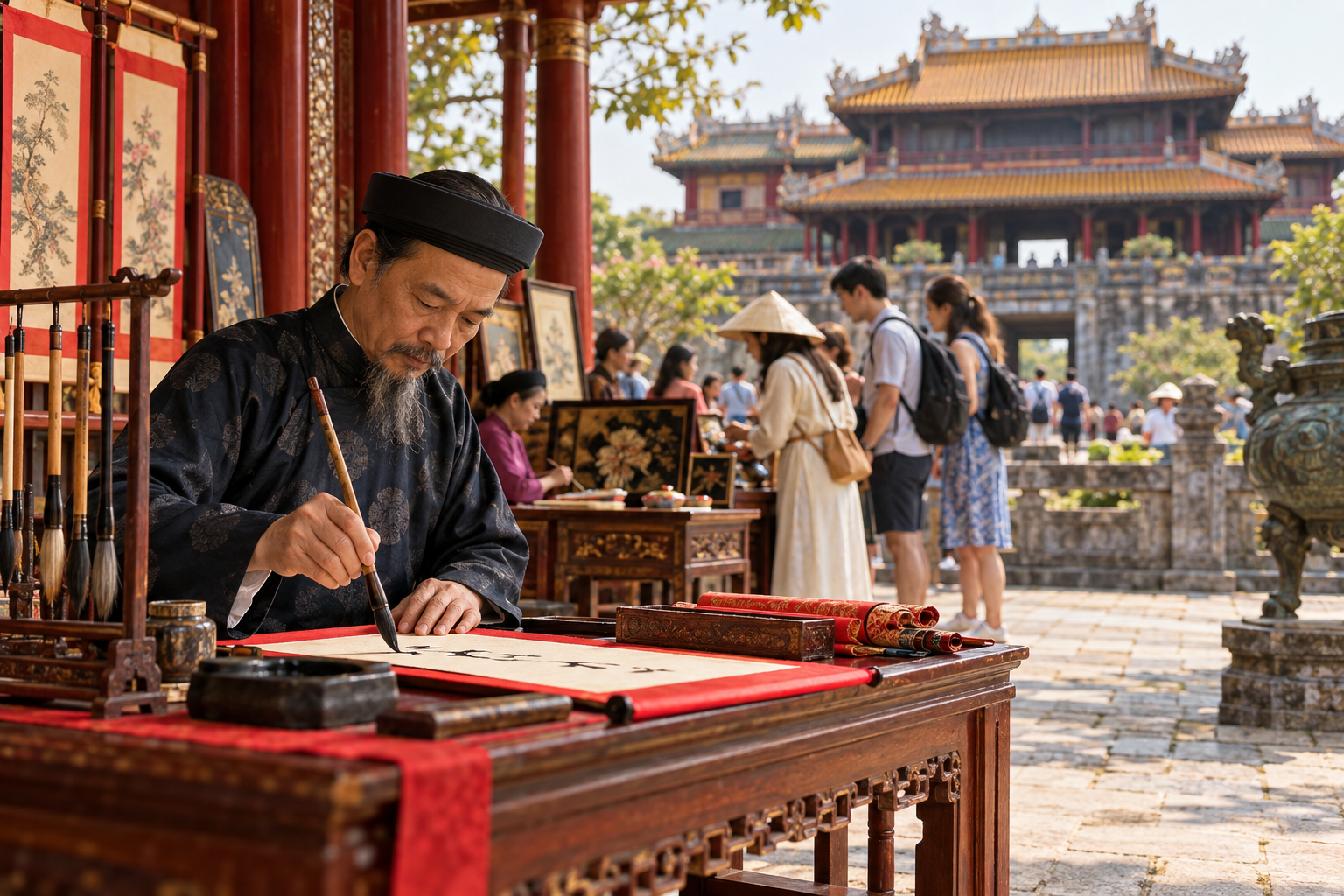 Illustrative Vietnamese calligraphy exhibition in Hue Imperial City